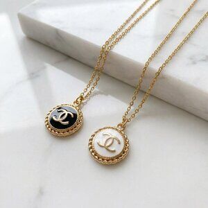 100% Handmade Vintage Chanel Charm Black and White Upcycled necklace